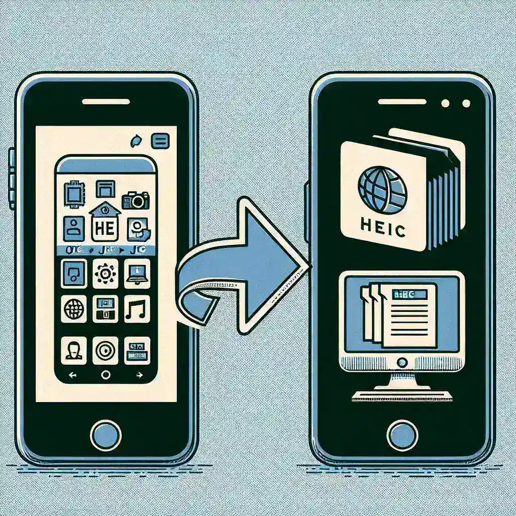 Alt text: "Passo a passo de como transformar imagens HEIC em JPG usando o iPhone, com demonstrações visuais do processo de conversão."