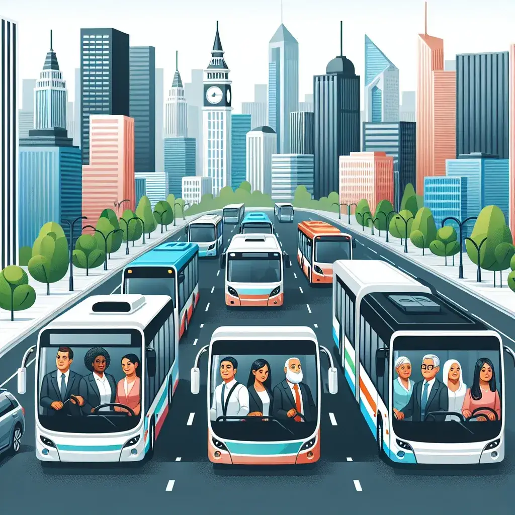 "Veículo elétrico moderno utilizado para transporte coletivo em ambiente urbano, representando a inovação das startups no setor de mobilidade sustentável."