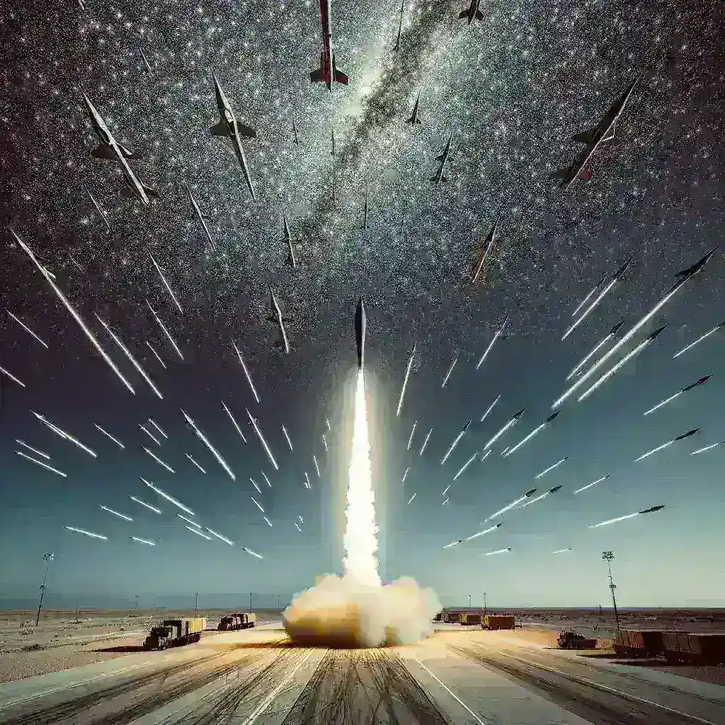 "Imagem de satélites militares em órbita monitorando testes de armas hipersônicas, destacando a tecnologia avançada de vigilância e segurança nacional."